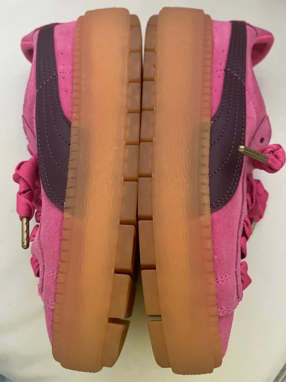 Puma Barbie Pink Suede Sneakers with Gum Platforms Soles